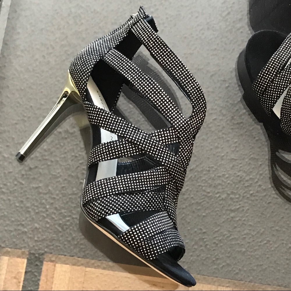 Karen Walker NEW Strappy Metallic Heels Stiletto 7 - Picture 5 of 5